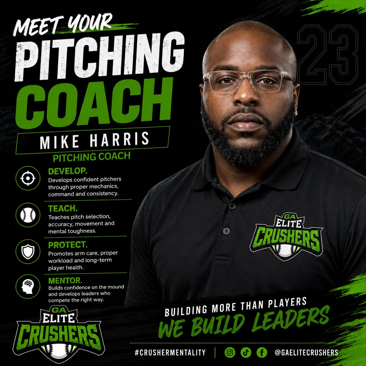 Mike Harris, GA Elite Crushers Pitching Coach