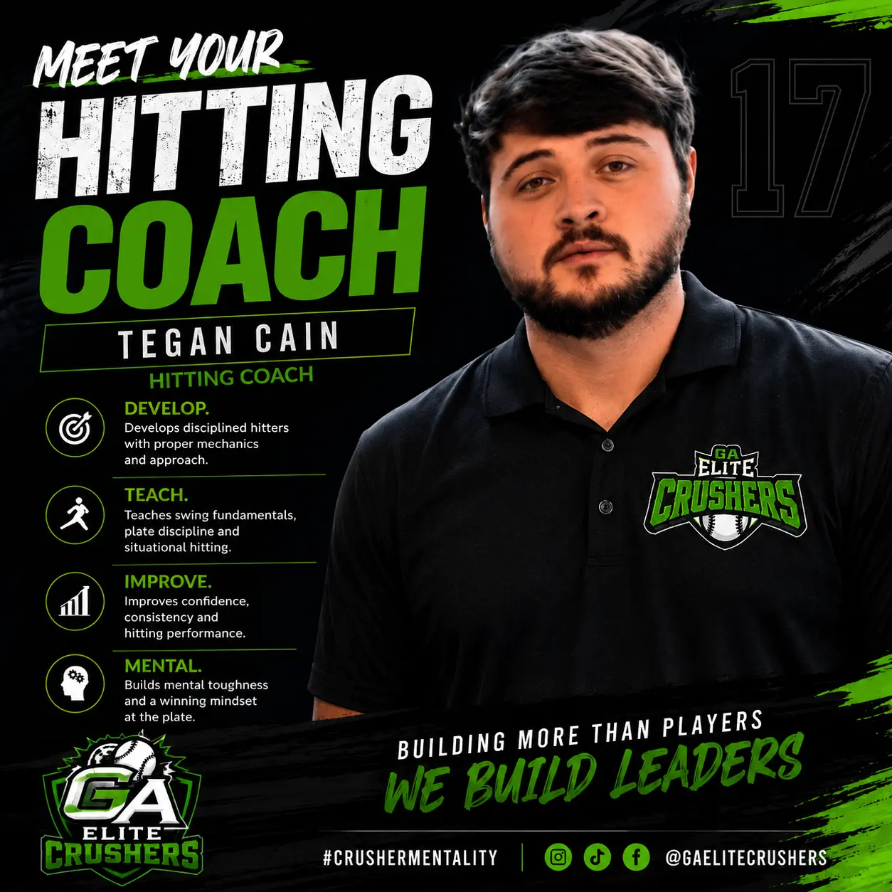 Tegan Cain, GA Elite Crushers Hitting Coach