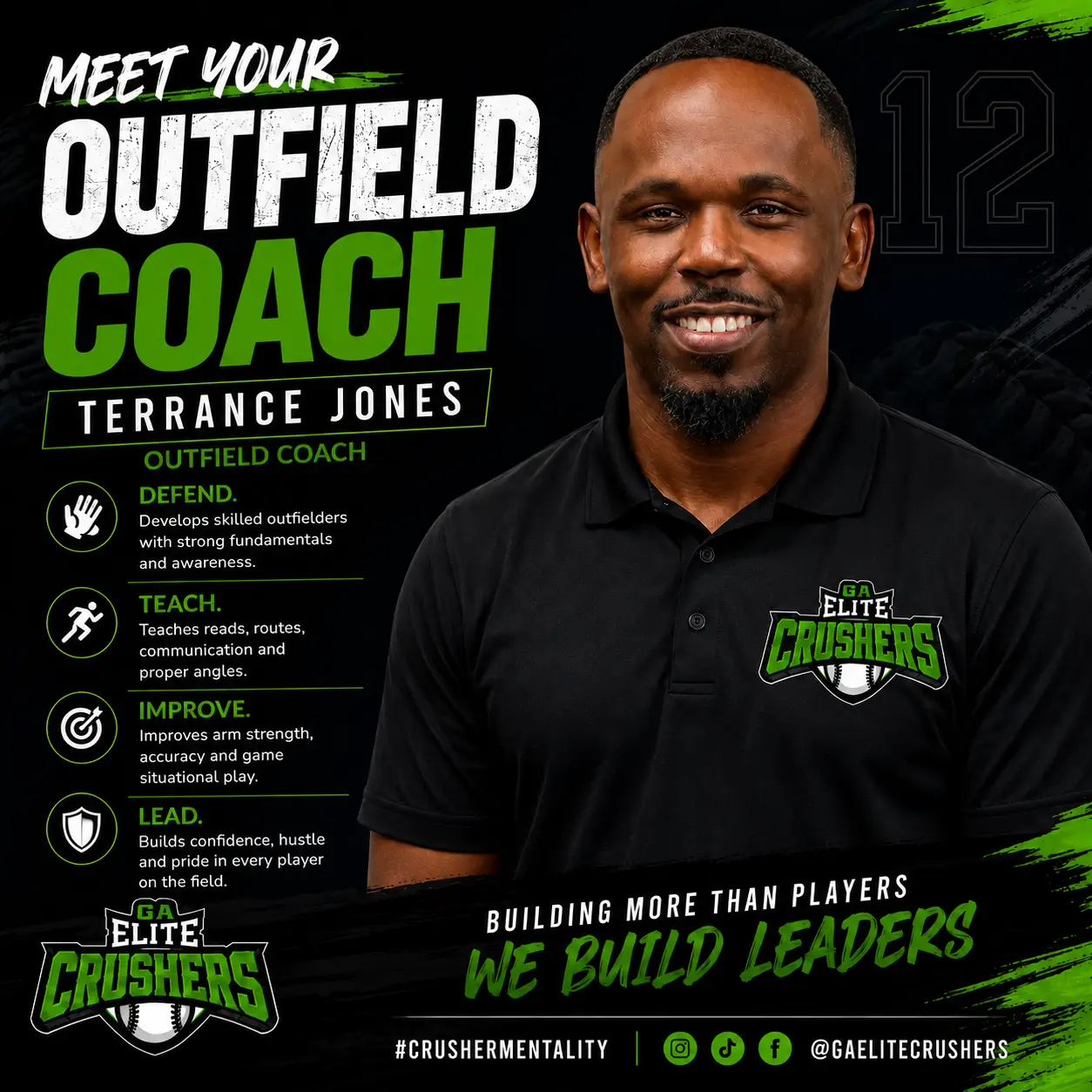 Terrance Jones, GA Elite Crushers Outfield Coach