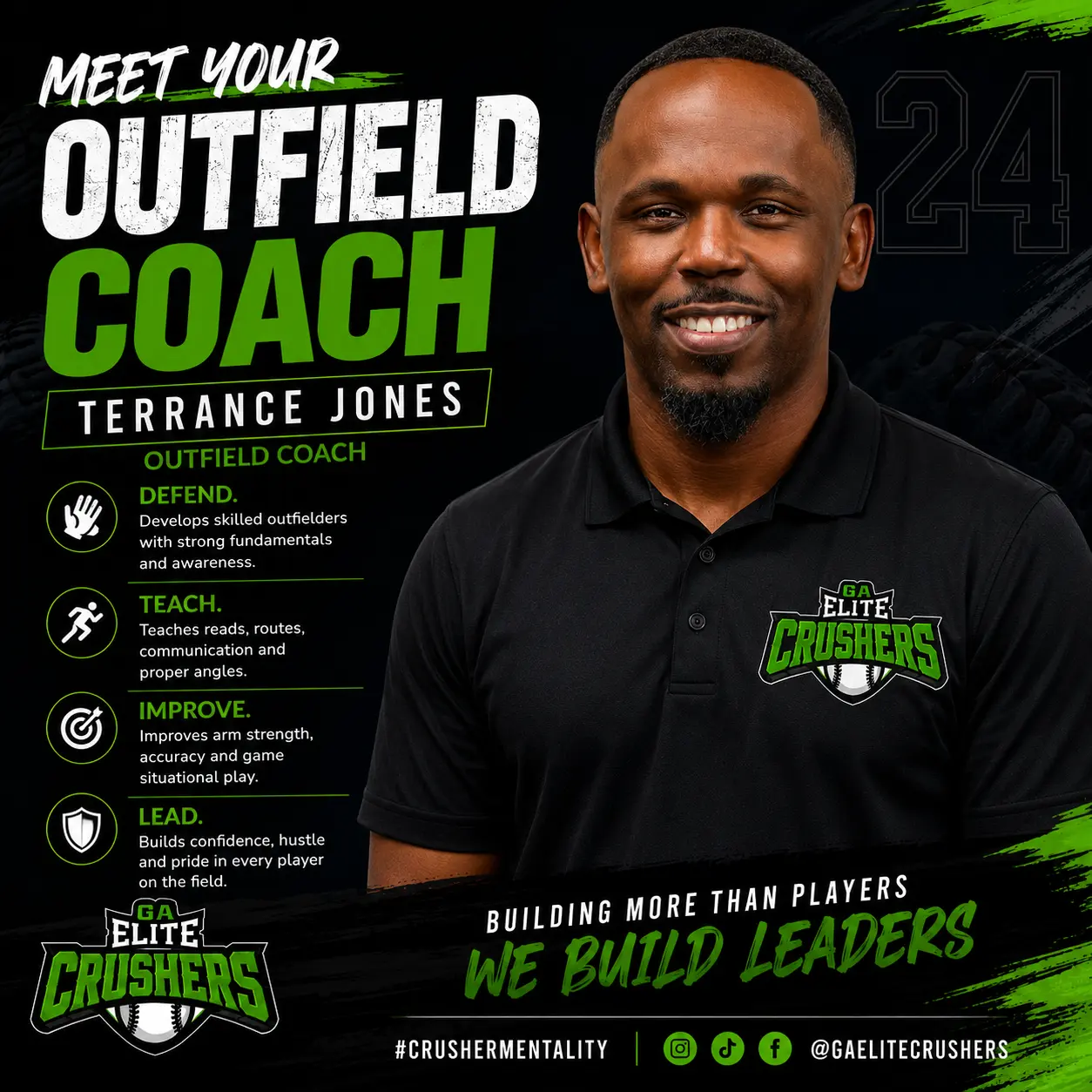 Terrance Jones, GA Elite Crushers Outfield Coach